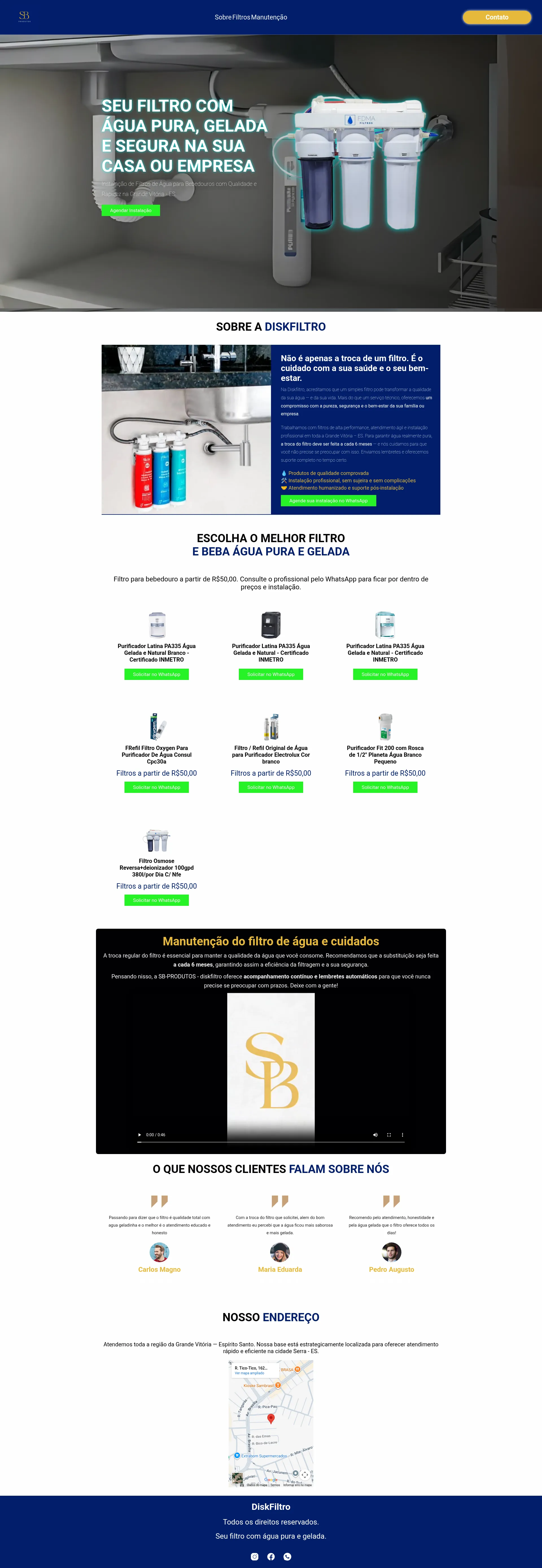 Website para negócios locais - distribuidora de filtros