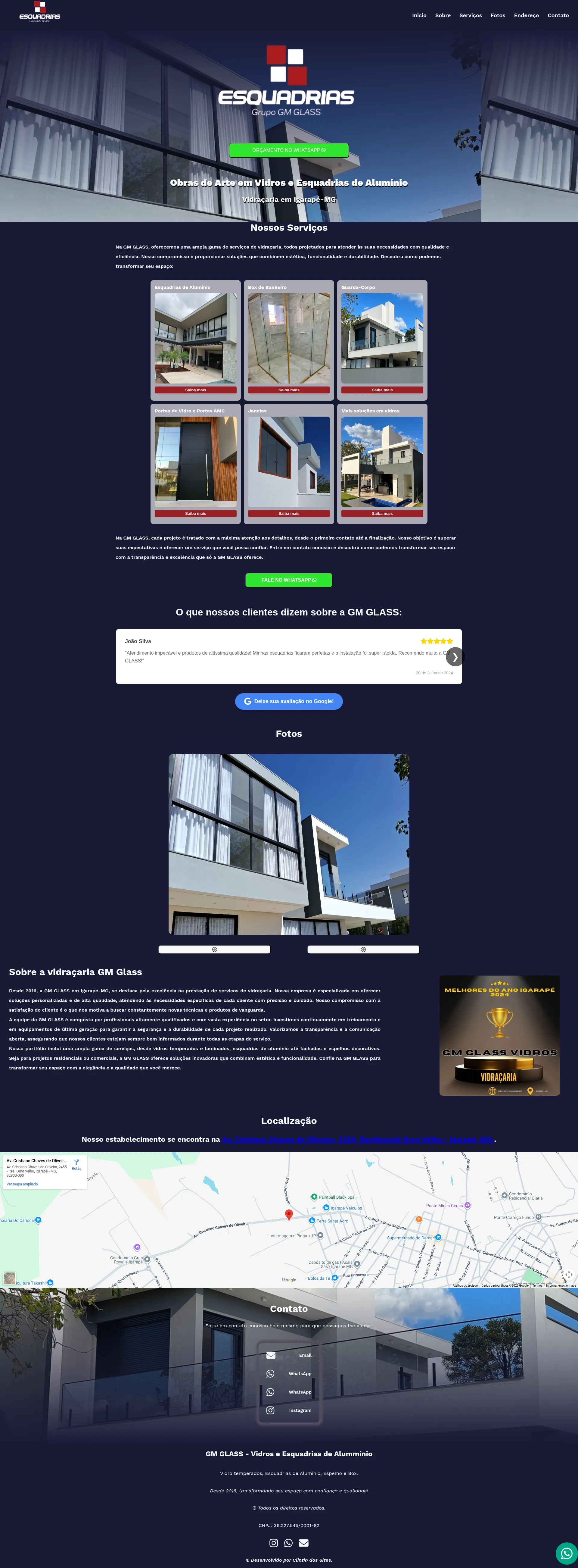 Website para vidraçarias