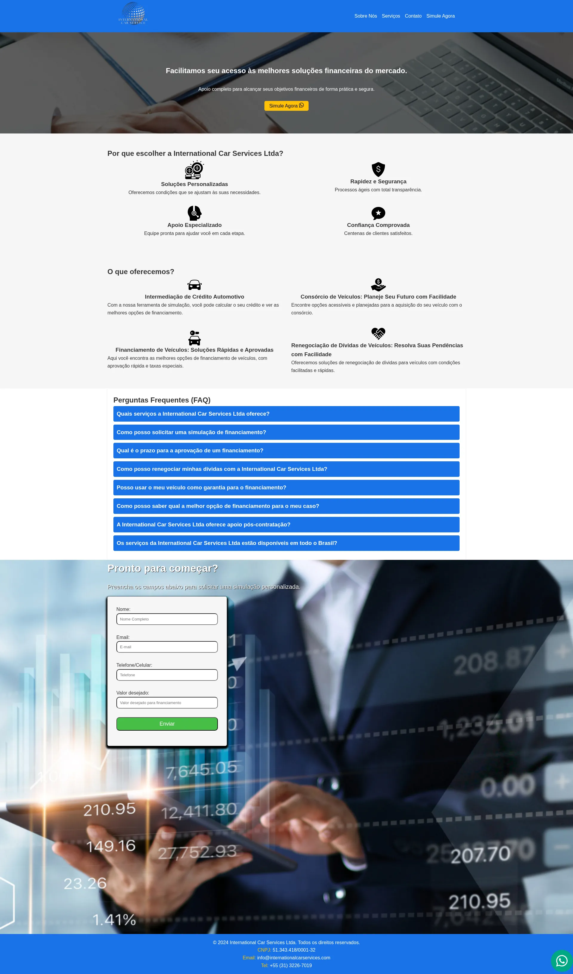 Website para bancos internacionais