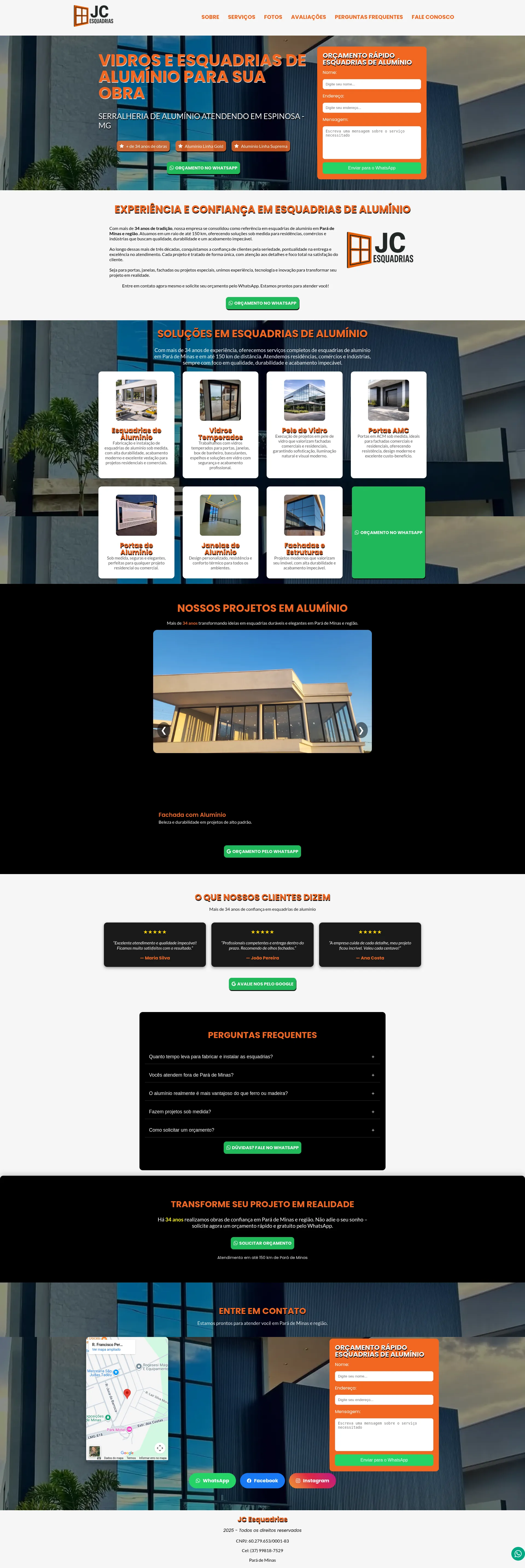Website para serralheria de aluminio
