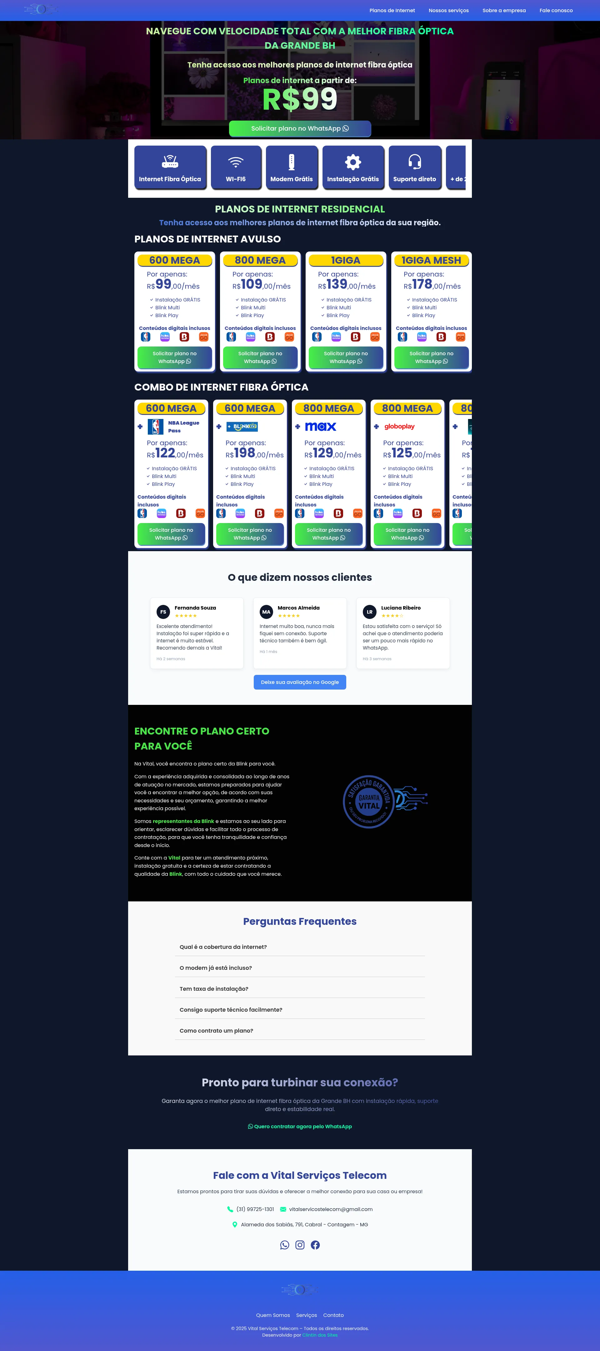 Website para provedor de internet