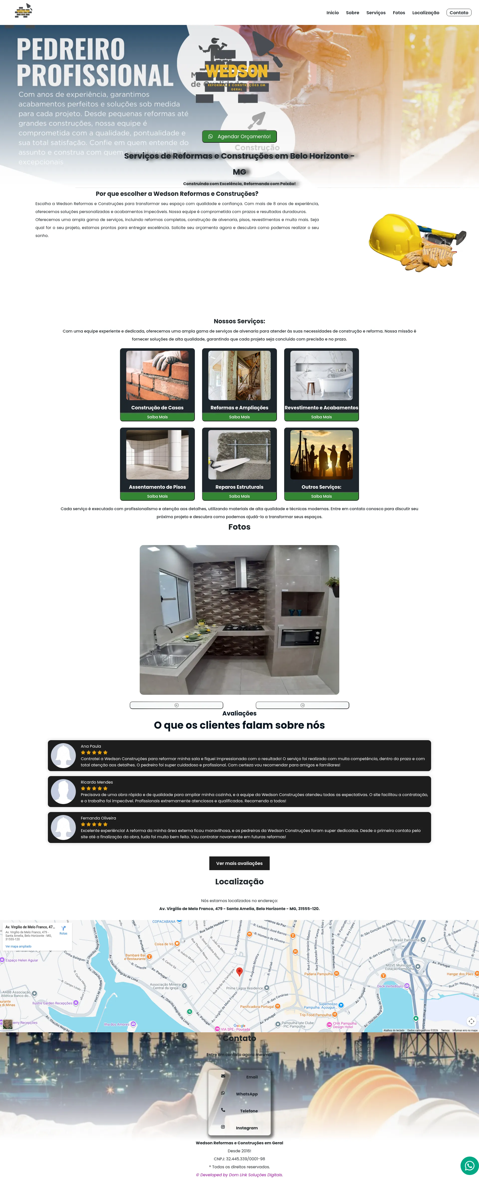 Website para construtor civil/pedreiro